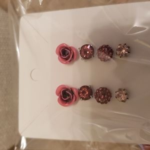 Pink fashion stud earrings